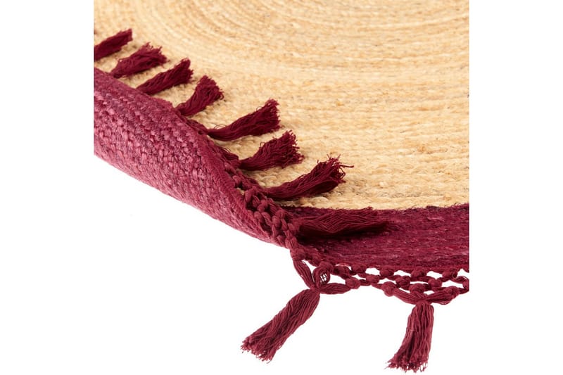 Flatvevd Marts - Beige, Rød, 140x140 cm - Tekstiler & tepper - Teppe & matte - Moderne matte - Jutematter & hampematter
