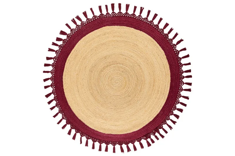 Flatvevd Marts, Beige, Rød, 140x140 cm