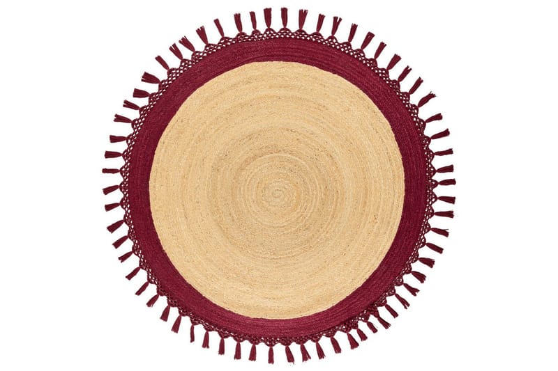 Flatvevd Marts, Beige, Rød, 140x140 cm