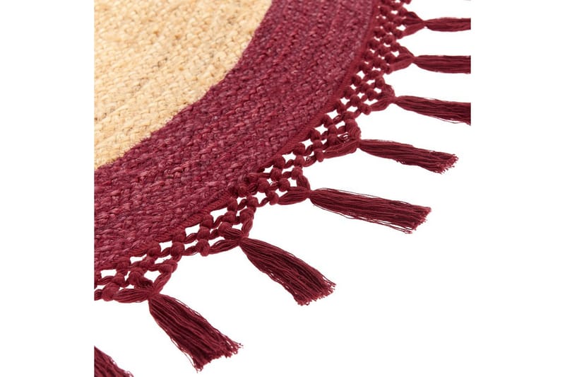 Flatvevd Marts - Beige, Rød, 200x200 cm - Tekstiler & tepper - Teppe & matte - Moderne matte - Jutematter & hampematter