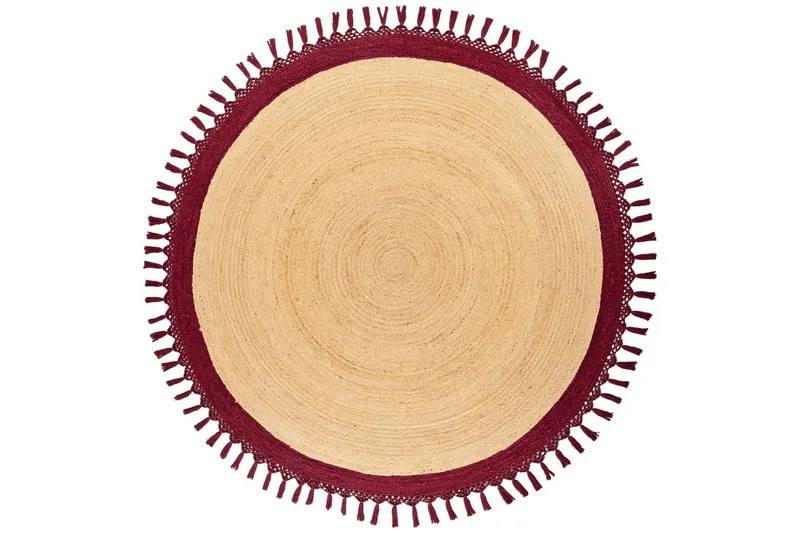 Flatvevd Marts, Beige, Rød, 200x200 cm