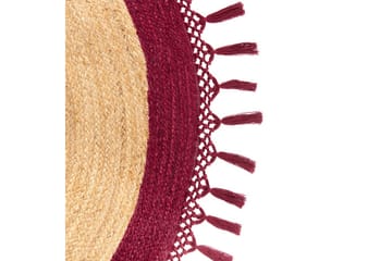 Flatvevd Marts - Beige, Rød, 200x200 cm - Tekstiler & tepper - Teppe & matte - Moderne matte - Jutematter & hampematter