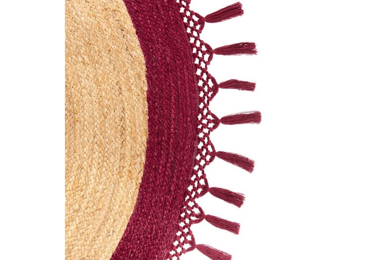 Flatvevd Marts - Beige, Rød, 200x200 cm - Tekstiler & tepper - Teppe & matte - Moderne matte - Jutematter & hampematter