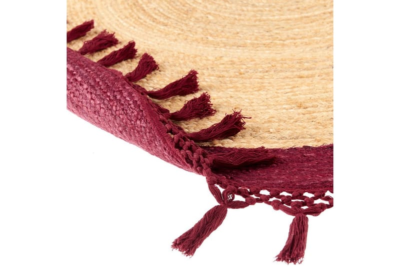 Flatvevd Marts - Beige, Rød, 200x200 cm - Tekstiler & tepper - Teppe & matte - Moderne matte - Jutematter & hampematter