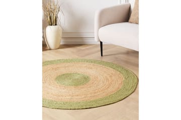 Flatvevet Yayalar - Beige, Grønn - Tekstiler & tepper - Teppe & matte - Moderne matte - Jutematter & hampematter