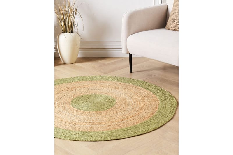 Flatvevet Yayalar - Beige, Grønn - Tekstiler & tepper - Teppe & matte - Moderne matte - Jutematter & hampematter