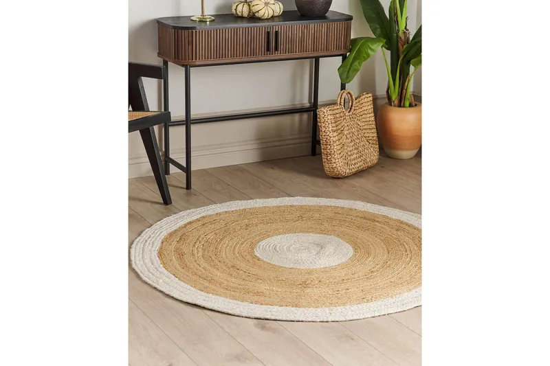 Flatvevet Yayalar - Beige, hvit - Tekstiler & tepper - Teppe & matte - Moderne matte - Jutematter & hampematter