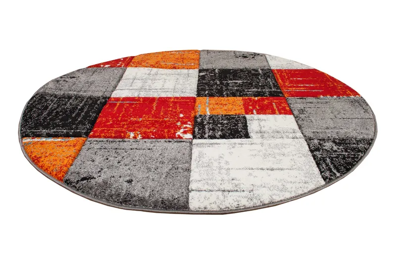 London Square Friezematte Rund 160 - Rød/Oransje - Tekstiler & tepper - Teppe & matte - Moderne matte - Friezematte