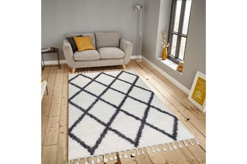 Wiltonteppe Nishiki 160x230 cm Rektangulær - Hvit/Antrasitt - Tekstiler & tepper - Teppe & matte - Moderne matte - Friezematte