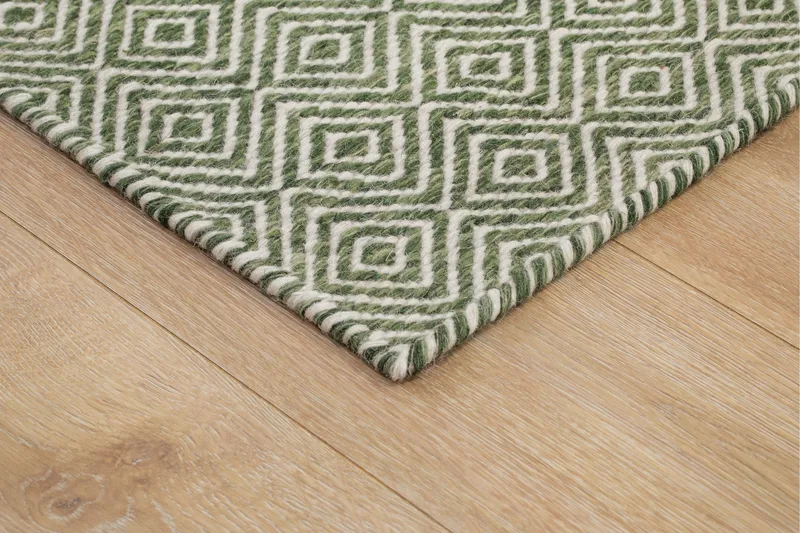 Gåsöga Ullteppe 200x300 cm Rektangulær - Grønn - Tekstiler & tepper - Teppe & matte - Moderne matte - Ullteppe