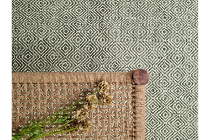 Gåsöga Ullteppe 200x300 cm Rektangulær - Grønn - Tekstiler & tepper - Teppe & matte - Moderne matte - Ullteppe