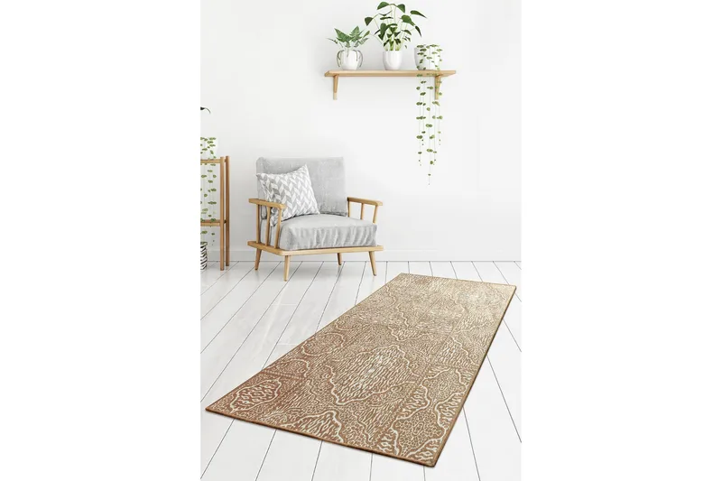 Hall Matte Anna - Beige (80 x 300), Beige / Fløyel