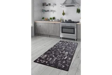 Hall Matte Cappuccino - Svart (80 x 300) - Svart / Fløyel - Tekstiler & tepper - Teppe & matte - Moderne matte - Gangmatter