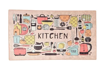 Hall Matte Happy Lunsj (100 x 300) - Flerfarget/Fløyel - Tekstiler & tepper - Teppe & matte - Moderne matte - Gangmatter