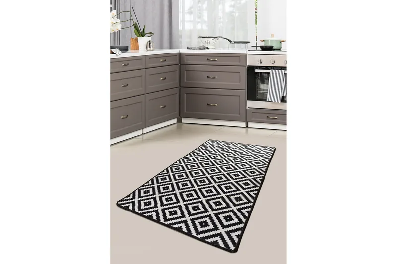 Hall Matte Svart Hvit (100 x 300), Flerfarget/Fløyel