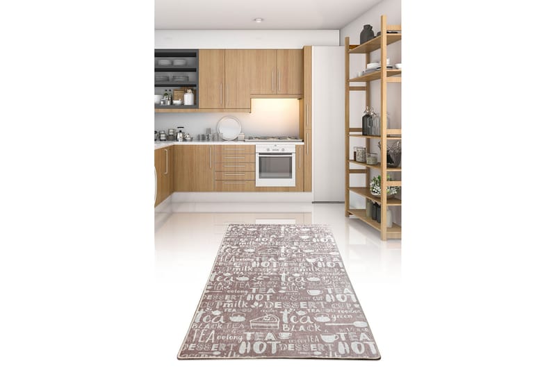 Inngangsmatte Calenta 80x300 cm - Beige/Hvit/Fløyel - Gangmatter