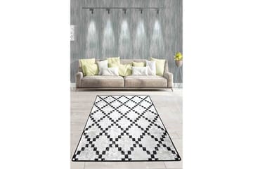 Inngangsmatte Duglass 80x300 cm - Hvit/Svart/Fløyel - Tekstiler & tepper - Teppe & matte - Moderne matte - Gangmatter