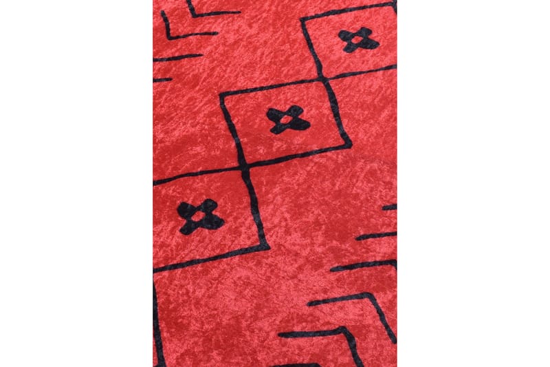 Inngangsmatte Kezban 80x300 cm - Rød/Svart/Fløyel - Tekstiler & tepper - Teppe & matte - Moderne matte - Gangmatter