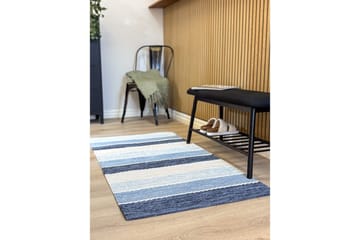 Garnteppe Båstad - 75x220 cm, Blå - Tekstiler & tepper - Teppe & matte - Moderne matte - Bomullsmatter