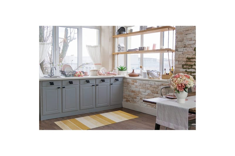 Garnteppe Båstad - 75x220 cm, Gul - Tekstiler & tepper - Teppe & matte - Moderne matte - Bomullsmatter