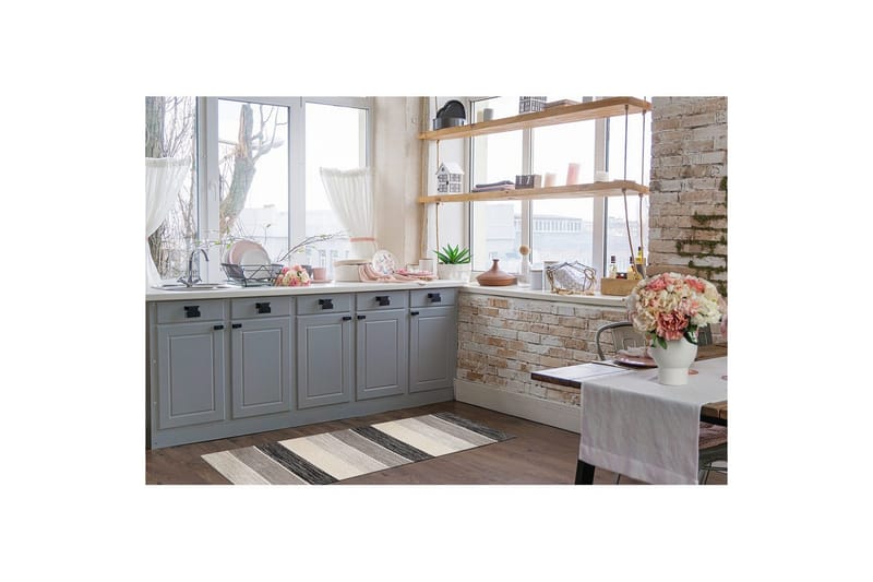 Garnteppe Båstad - 75x220 cm, Svart - Tekstiler & tepper - Teppe & matte - Moderne matte - Bomullsmatter