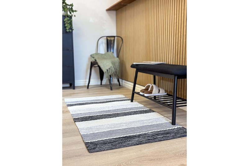 Garnteppe Båstad - 75x280 cm, Svart - Tekstiler & tepper - Teppe & matte - Moderne matte - Bomullsmatter