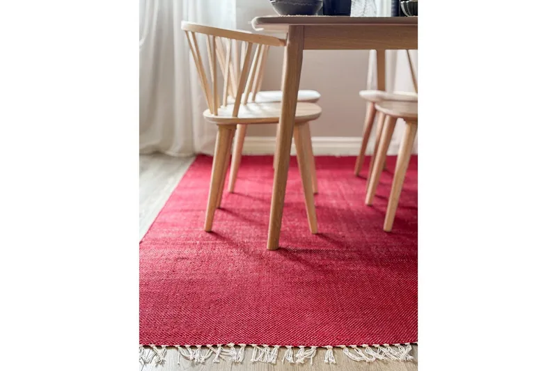Garnteppe Line - 130x190 cm, Rød - Tekstiler & tepper - Teppe & matte - Moderne matte - Bomullsmatter