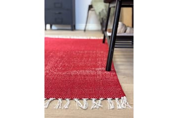 Garnteppe Line - 130x190 cm, Rød - Tekstiler & tepper - Teppe & matte - Moderne matte - Bomullsmatter