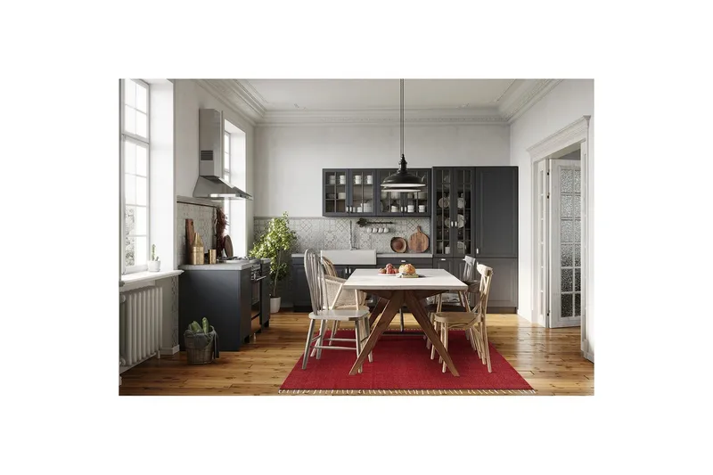 Garnteppe Line - 130x190 cm, Rød - Tekstiler & tepper - Teppe & matte - Moderne matte - Bomullsmatter