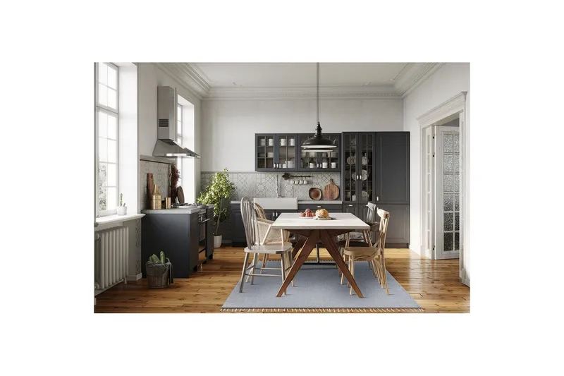 Garnteppe Line - 160x230 cm, Dueblå - Tekstiler & tepper - Teppe & matte - Moderne matte - Bomullsmatter