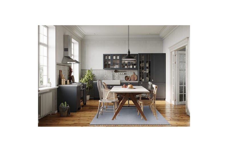 Garnteppe Line - 160x230 cm, Dueblå - Tekstiler & tepper - Teppe & matte - Moderne matte - Bomullsmatter