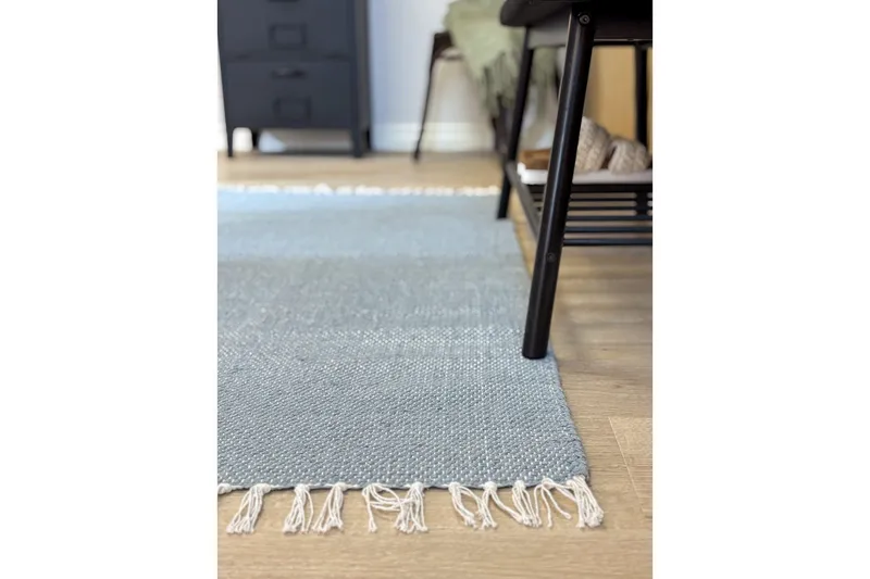 Garnteppe Line - 160x230 cm, Dueblå - Tekstiler & tepper - Teppe & matte - Moderne matte - Bomullsmatter