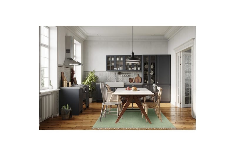 Garnteppe Line - 160x230 cm, Grønn - Tekstiler & tepper - Teppe & matte - Moderne matte - Bomullsmatter