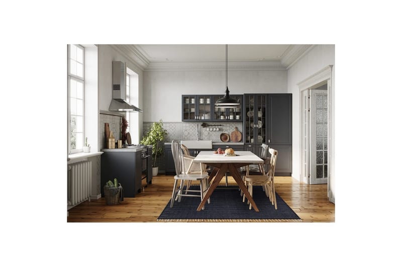 Garnteppe Line - 160x230 cm, Marineblå - Tekstiler & tepper - Teppe & matte - Moderne matte - Bomullsmatter
