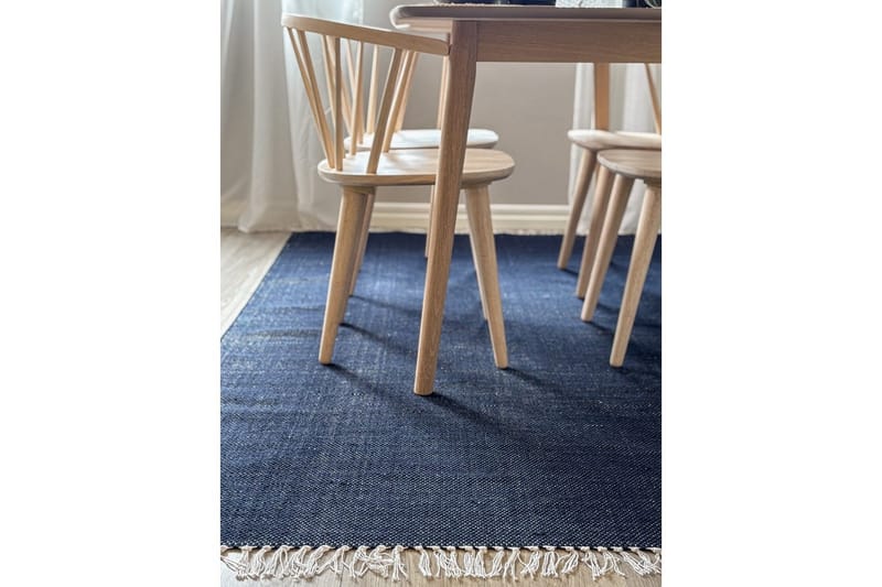 Garnteppe Line - 160x230 cm, Marineblå - Tekstiler & tepper - Teppe & matte - Moderne matte - Bomullsmatter