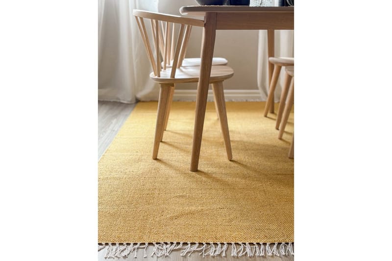 Garnteppe Line - 200x300 cm, Gul - Tekstiler & tepper - Teppe & matte - Moderne matte - Bomullsmatter