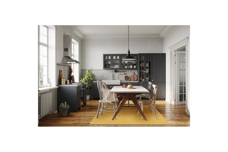 Garnteppe Line - 200x300 cm, Gul - Tekstiler & tepper - Teppe & matte - Moderne matte - Bomullsmatter