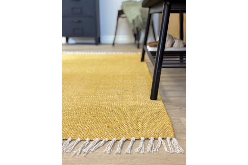 Garnteppe Line - 200x300 cm, Gul - Tekstiler & tepper - Teppe & matte - Moderne matte - Bomullsmatter