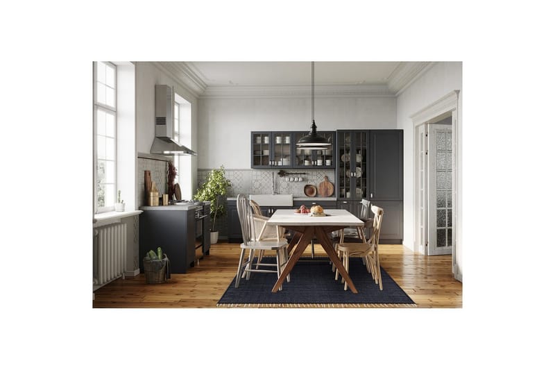 Garnteppe Line - 200x300 cm, Marineblå - Tekstiler & tepper - Teppe & matte - Moderne matte - Bomullsmatter