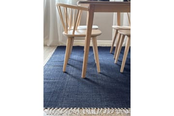 Garnteppe Line - 200x300 cm, Marineblå - Tekstiler & tepper - Teppe & matte - Moderne matte - Bomullsmatter