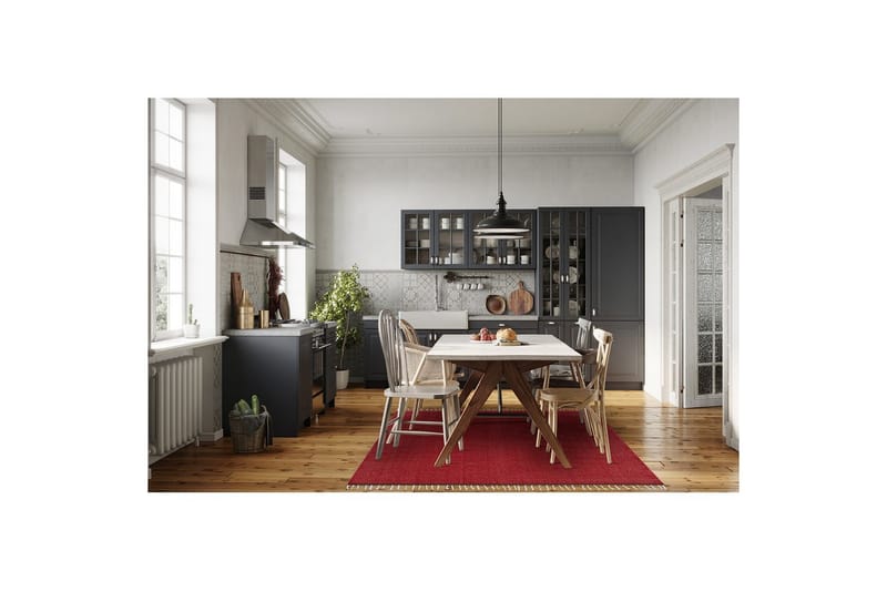 Garnteppe Line - 200x300 cm, Rød - Tekstiler & tepper - Teppe & matte - Moderne matte - Bomullsmatter