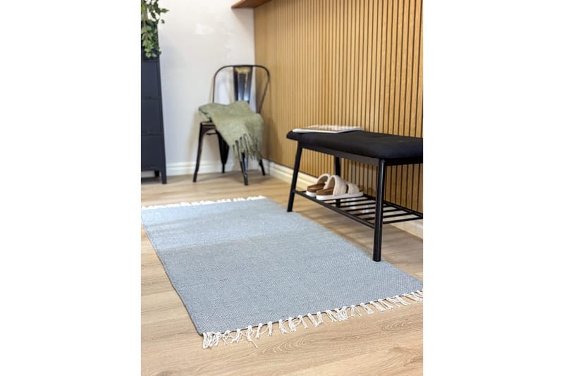 Garnteppe Line - 75x220 cm, Dueblå - Tekstiler & tepper - Teppe & matte - Moderne matte - Bomullsmatter