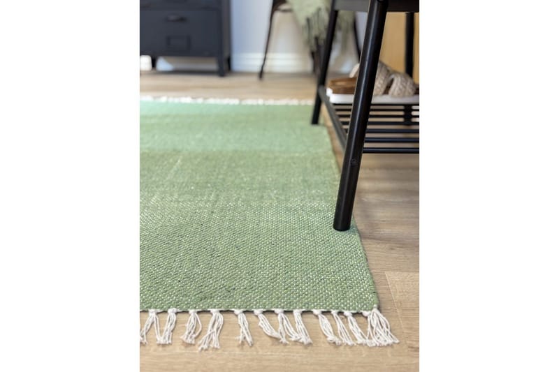Garnteppe Line - 75x220 cm, Grønn - Tekstiler & tepper - Teppe & matte - Moderne matte - Bomullsmatter