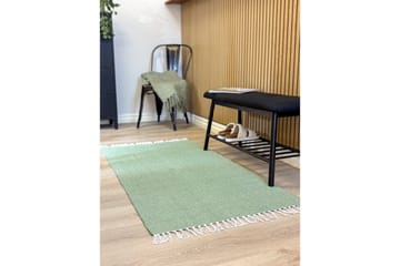 Garnteppe Line - 75x220 cm, Grønn - Tekstiler & tepper - Teppe & matte - Moderne matte - Bomullsmatter