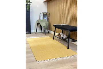Garnteppe Line - 75x220 cm, Gul - Tekstiler & tepper - Teppe & matte - Moderne matte - Bomullsmatter