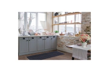 Garnteppe Line - 75x220 cm, Marineblå - Tekstiler & tepper - Teppe & matte - Moderne matte - Bomullsmatter