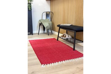 Garnteppe Line - 75x220 cm, Rød - Tekstiler & tepper - Teppe & matte - Moderne matte - Bomullsmatter