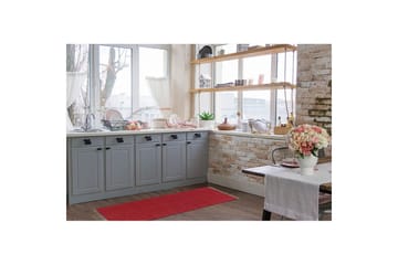 Garnteppe Line - 75x220 cm, Rød - Tekstiler & tepper - Teppe & matte - Moderne matte - Bomullsmatter