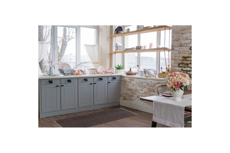 Garnteppe Line - 75x220 cm, Sjokolade - Tekstiler & tepper - Teppe & matte - Moderne matte - Bomullsmatter