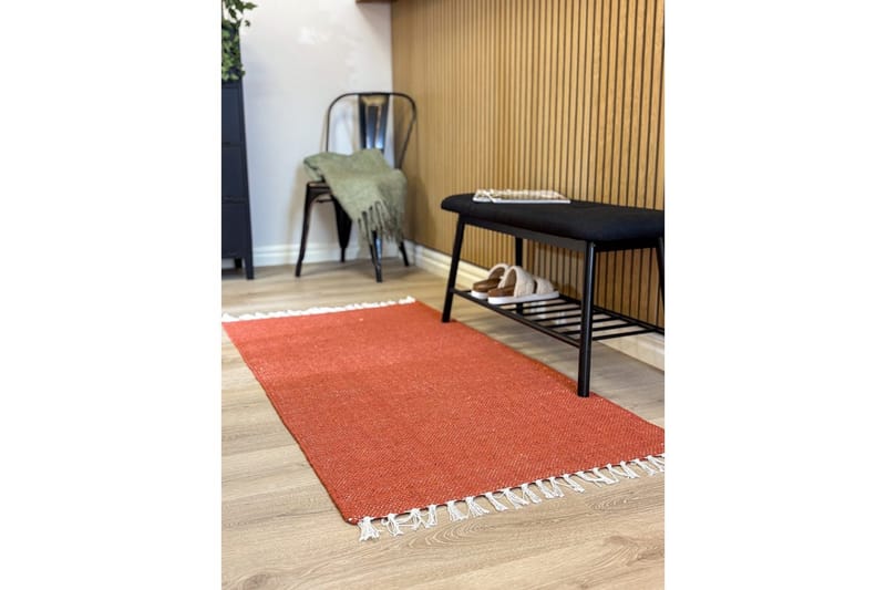 Garnteppe Line - 75x220 cm, Terrakotta - Tekstiler & tepper - Teppe & matte - Moderne matte - Bomullsmatter